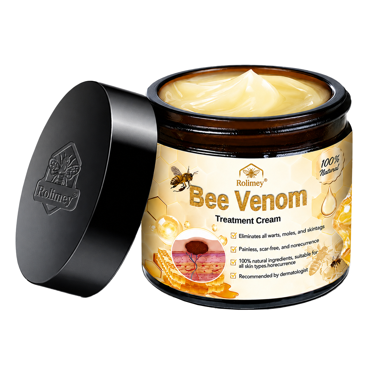 🌿Rolimey® Bee Venom Skin Treatment Cream - (Helping with acne, wart, rosacea, psoriasis, age spots, eczema, and reducing the appearance of stretch marks)