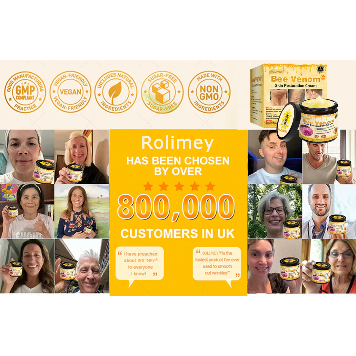 🌟👨‍⚕️ Rolimey® Bee venom Pro Comprehensive Cream —Tightening for Skin Types 🔥