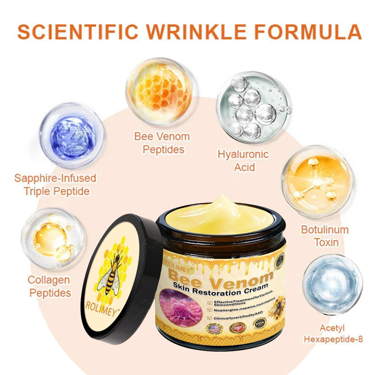 🌟Official Brand Shop丨Rolimey® 🐝Bee venom Pro Comprehensive Cream—Tightening for Skin Types