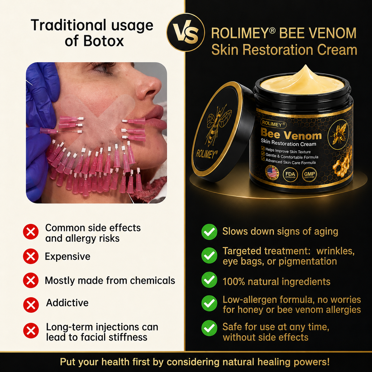 🧩Rolimey® Bee venom Pro Comprehensive Cream —Tightening for Skin Types 🔥