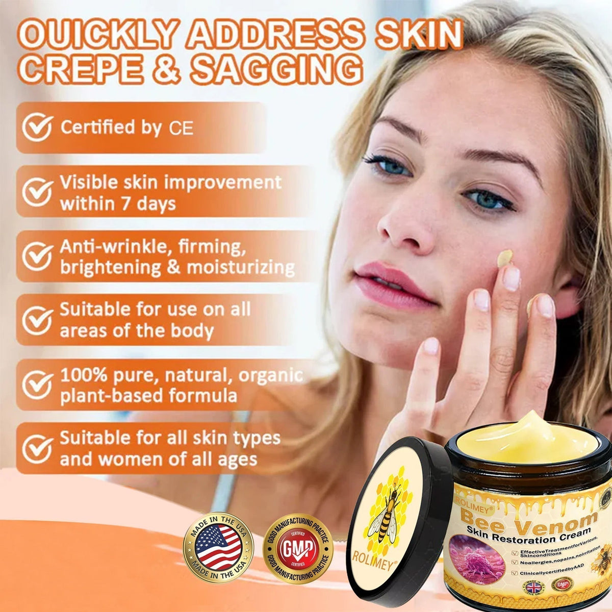 🌟Official Brand Shop丨Rolimey® 🐝Bee venom Pro Comprehensive Cream—Tightening for Skin Types